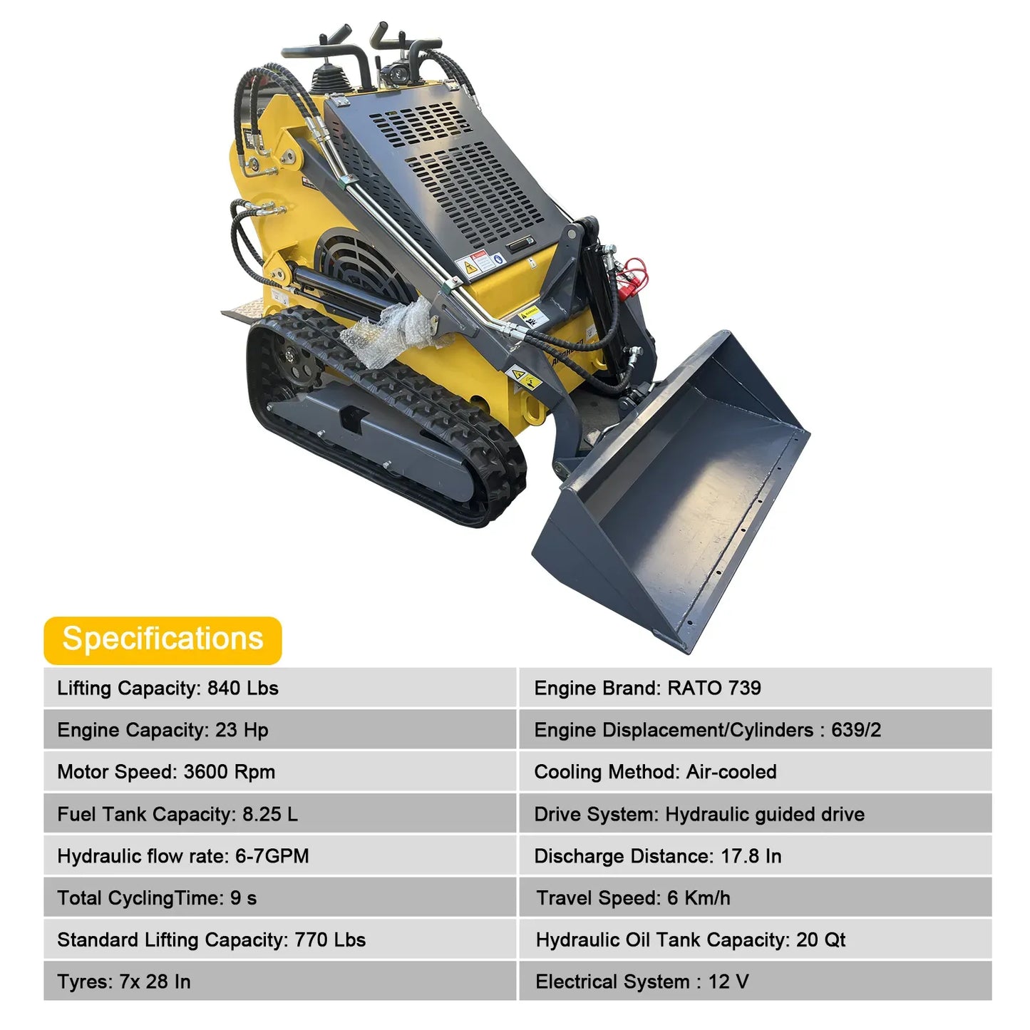 mini_skid_steer_loader_t460_yellow_dual_pump_system_specifications_table