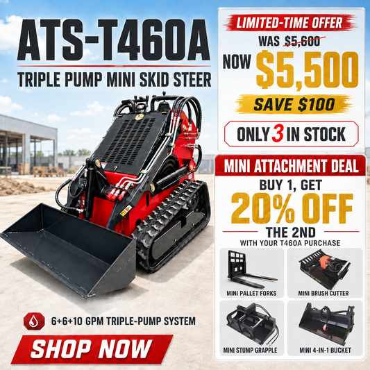 Labor Day Flash Sale｜ATS‑T460A Triple‑Pump Mini Skid Steer Limited Offer