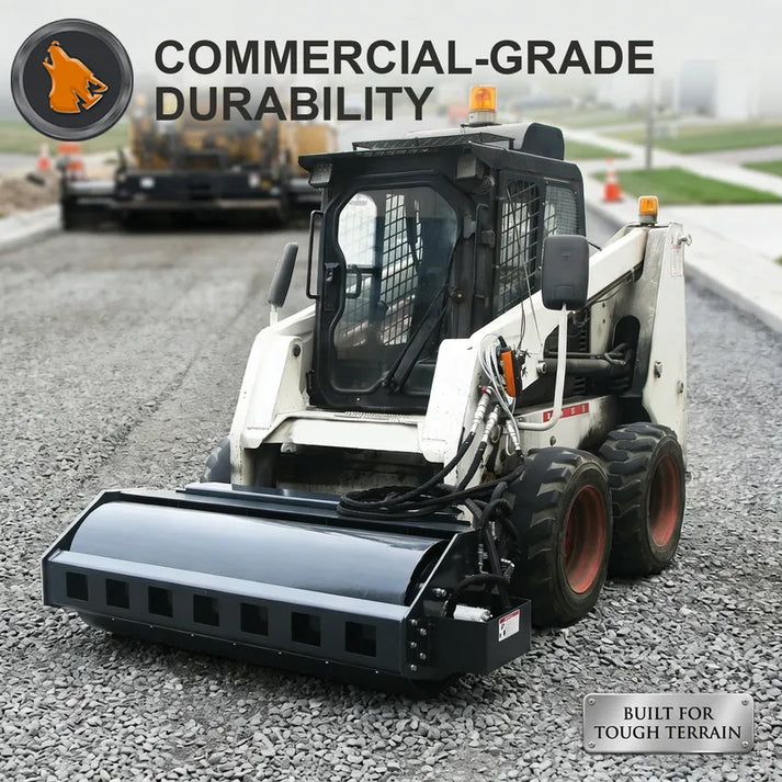 skid steer vibratory plate compactor working view