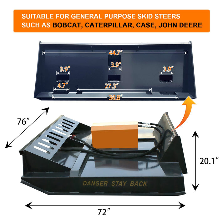 skid steer hydraulic brush cutter length of each part