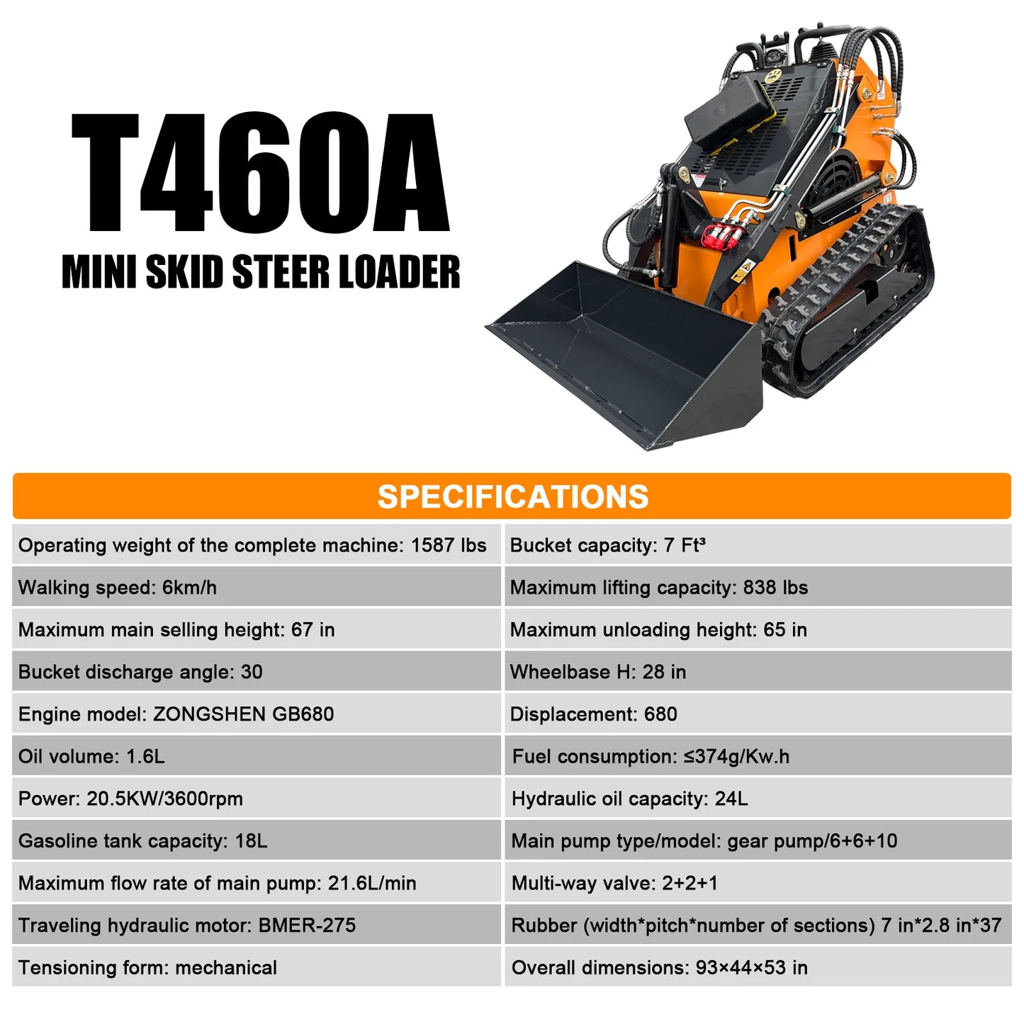 skid_steer_loader_t460a_orange_specifiations