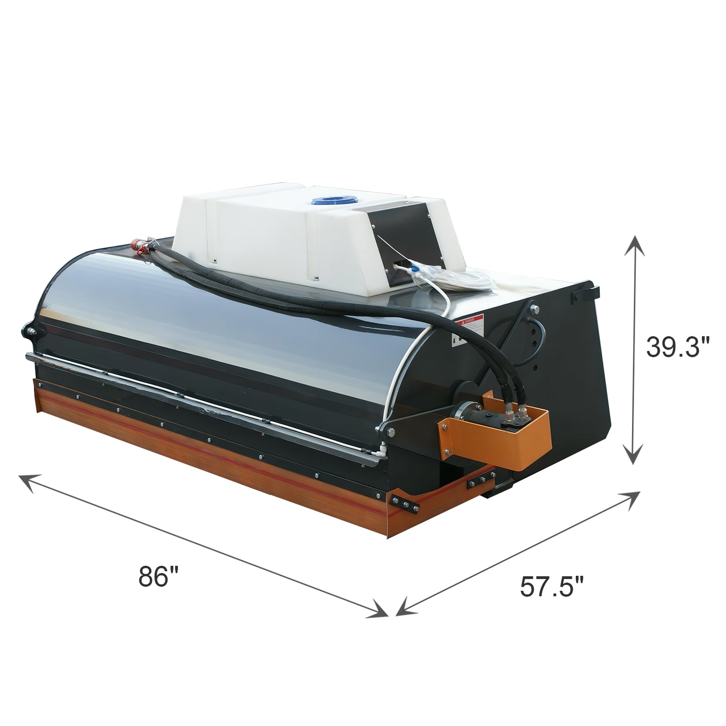 72 Inch Hydraulic Box Broom Sweeper (90 liter water tank) for Skid Steer - Sweeping Tool